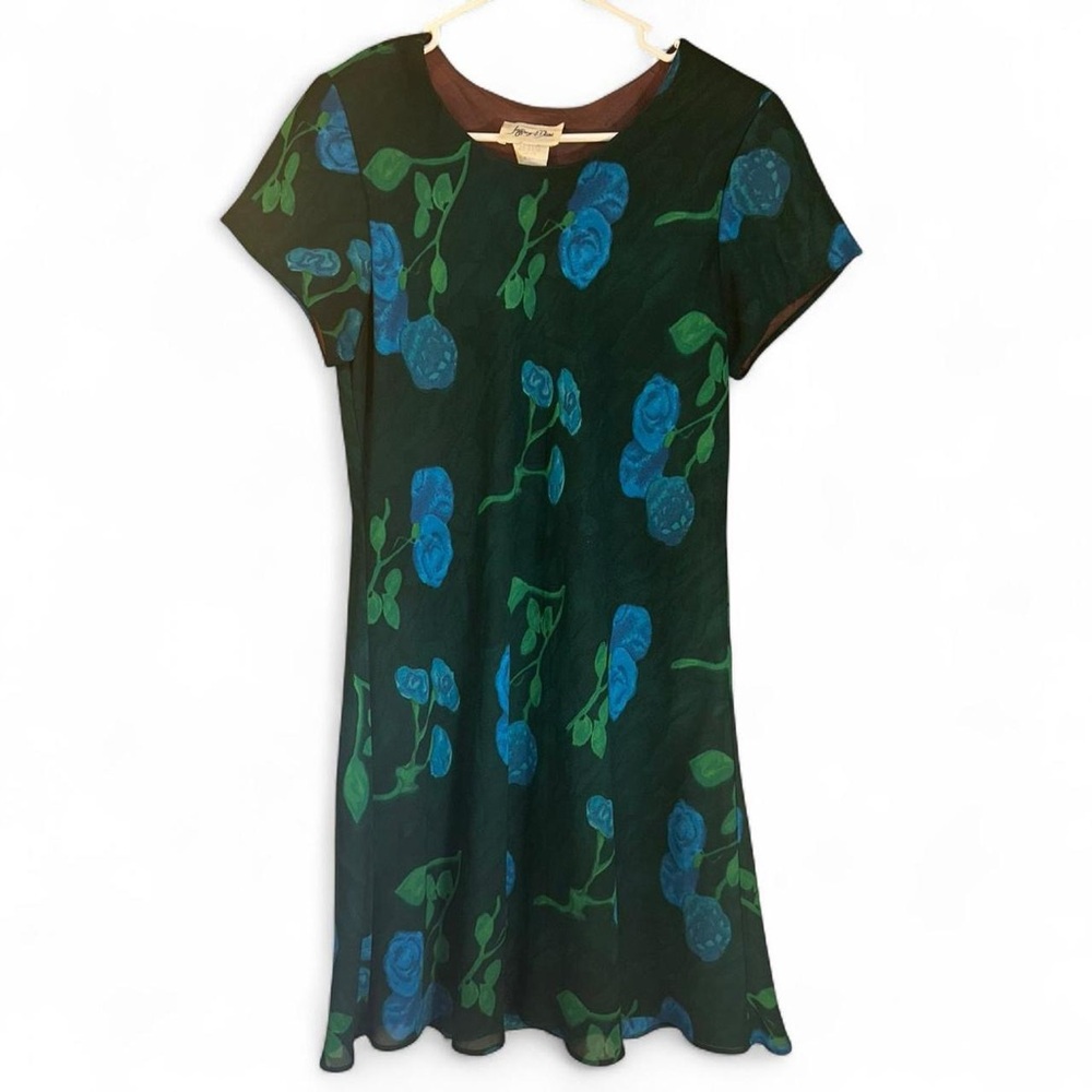 90s Vintage Jeffrey and Dara Floral Dress Size 12 With Shoulder Pads
